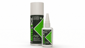 Mitrelock Mitre Bond Kit, 50g Adhesive and New 200ml DMPT-Free Activator for wood.