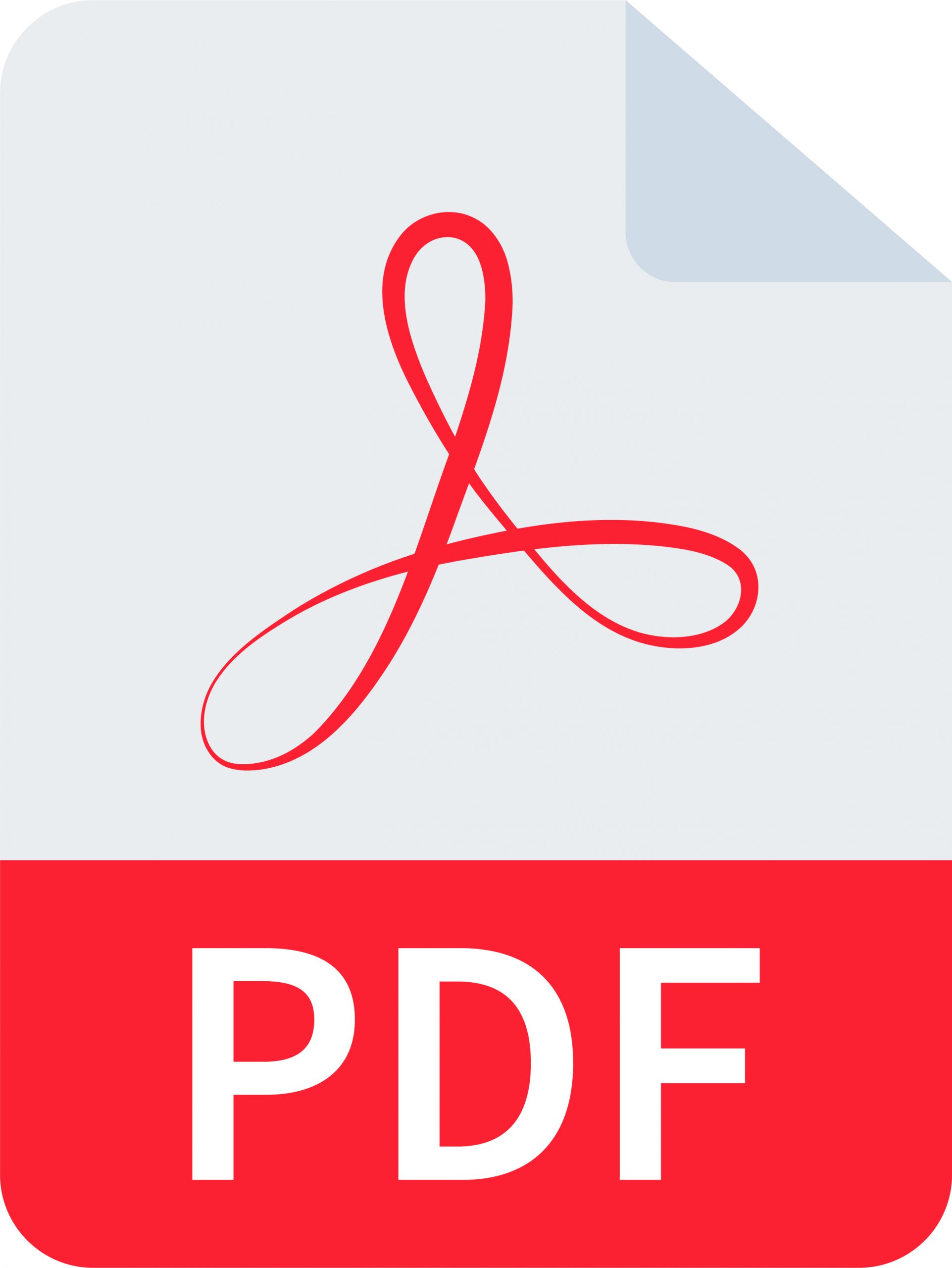 Icon depicting a document with a folded corner with text PDF